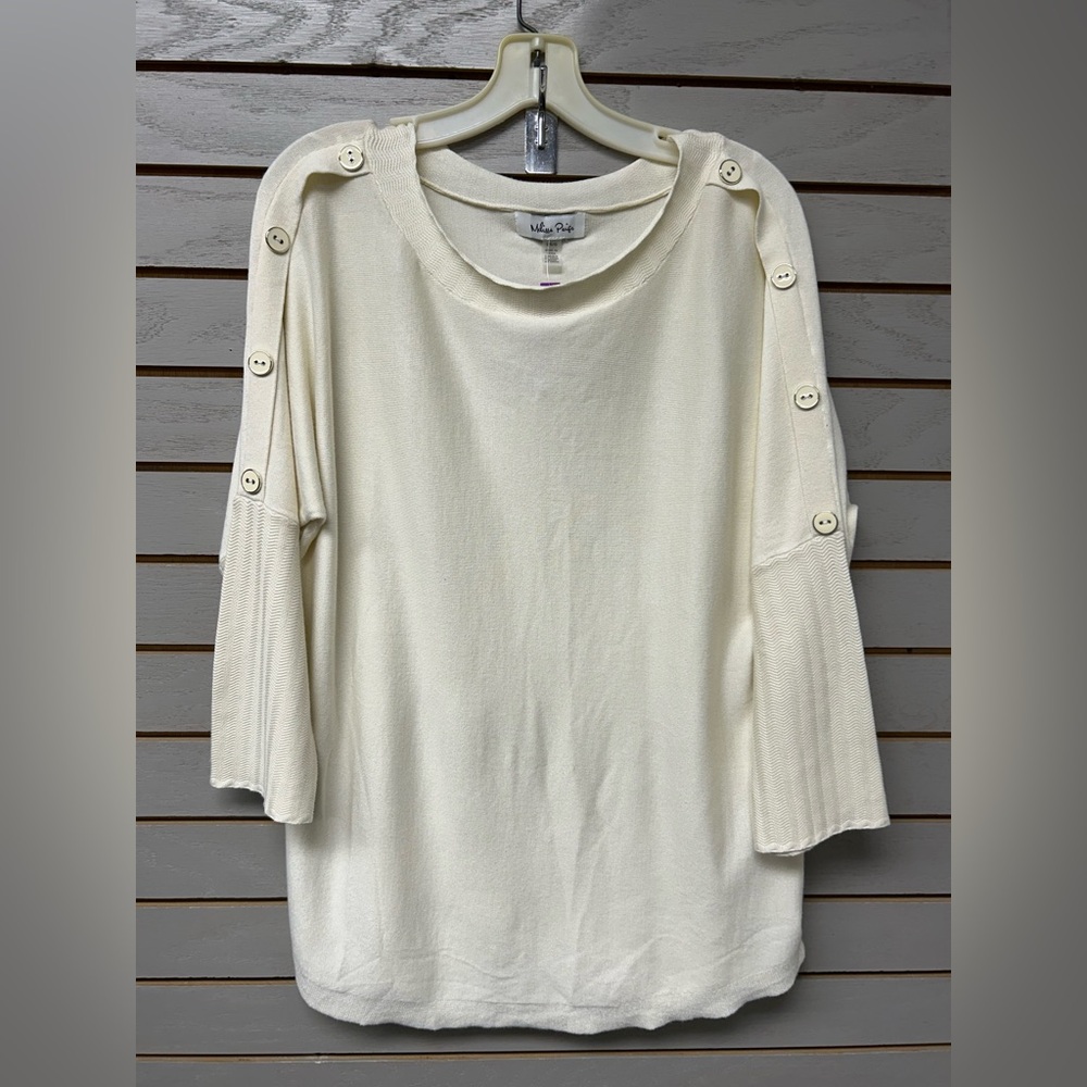 Melissa Paige Cream Button-Accent Blouse - Picture 1 of 6